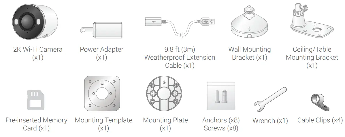 LOREX W482CAD Series 2K Wi-Fi Camera - Package contents