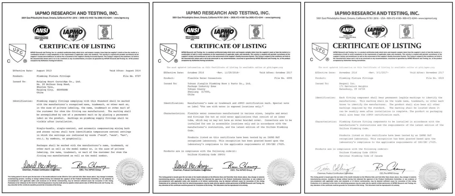 RBROHANT D0102HH0CRA Single Handle Single Hole Bathroom Faucet - certificate