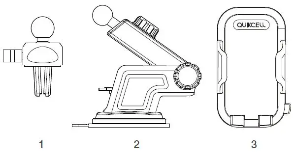QUIKCELL Drive Dock Universal 3-in-1 Car Mount 1