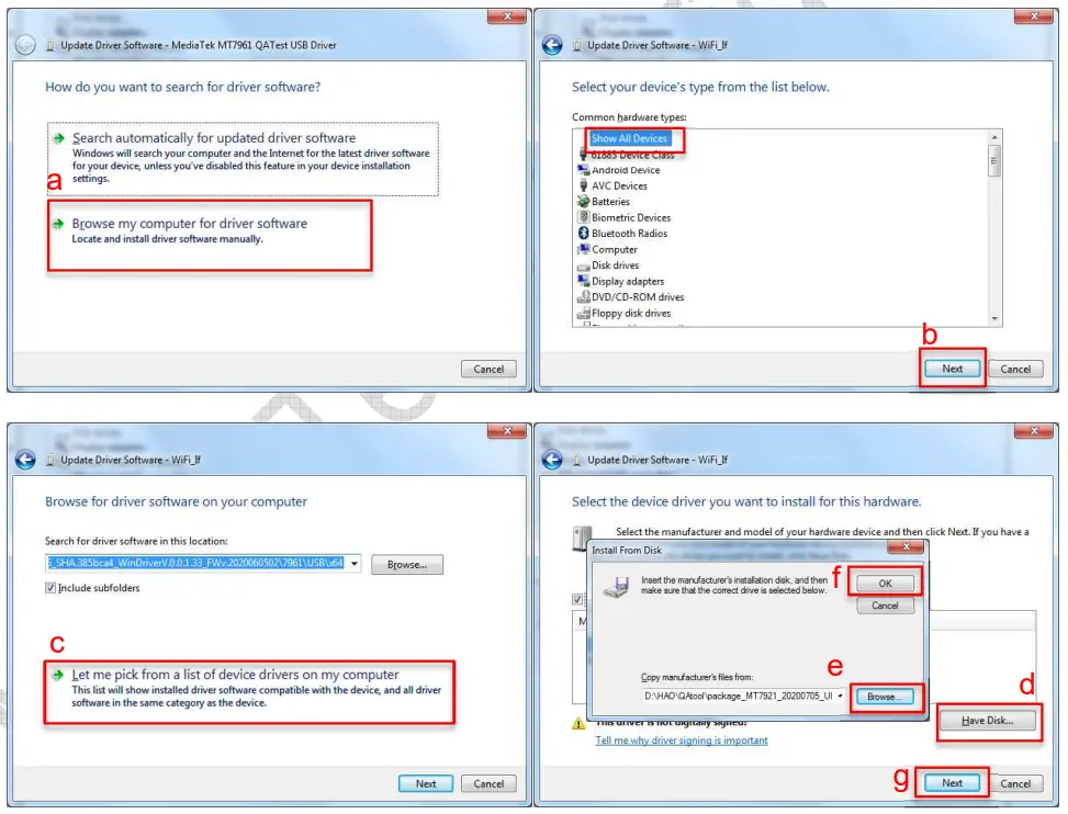 MEDIATEK MT7921K Wireless Module User Guide - According hos't windows os to select and install driver