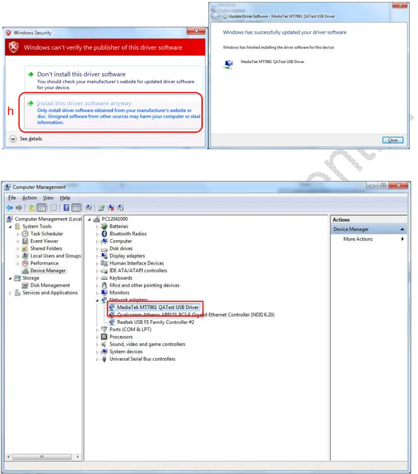 MEDIATEK MT7921K Wireless Module User Guide - Install User Guideline part I