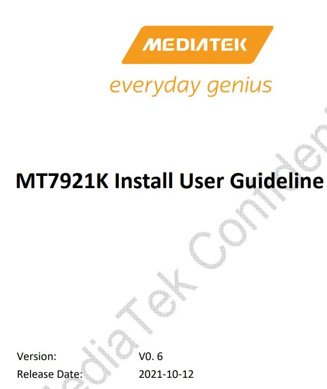 MEDIATEK MT7921K Wireless Module User Guide