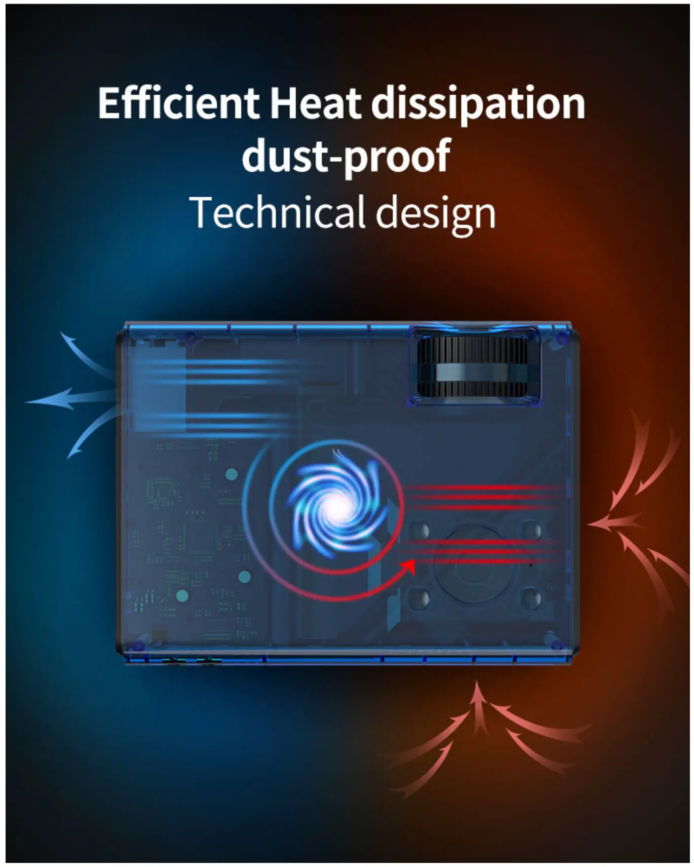 LEMONDA T1A LCD Portable Projector - Efficient heat dissipation dust-proof technical design