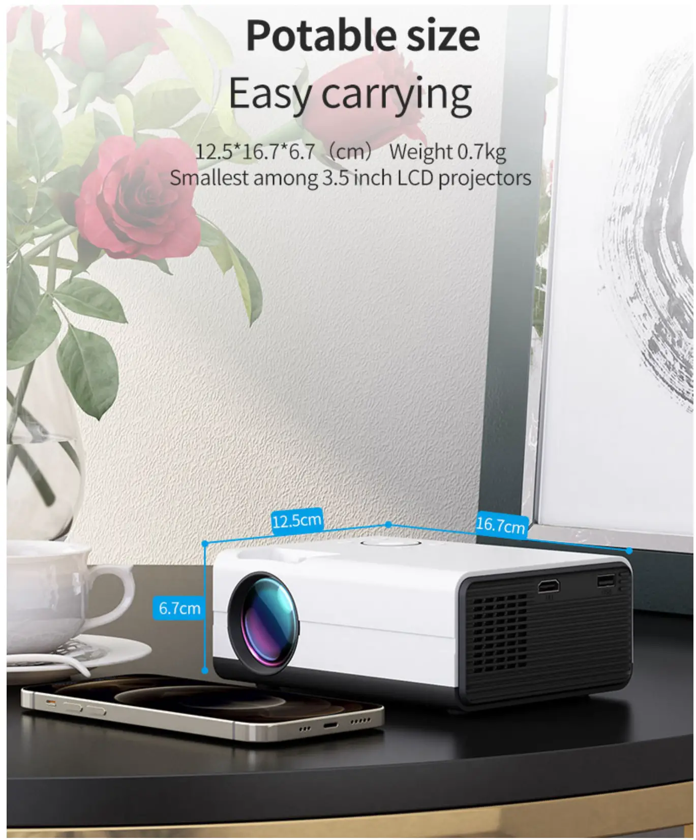 LEMONDA T1A LCD Portable Projector - Potable size easy carrying