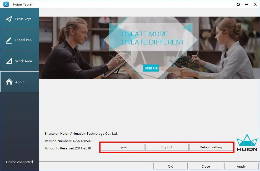 Huion KAMVAS Tablet - Import
