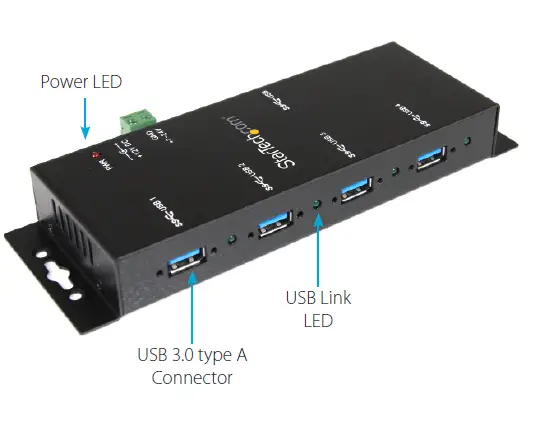 StarTech ST4300USBM 4 Port Industrial USB 3.0 Hub Wall Mounts fig fig 1