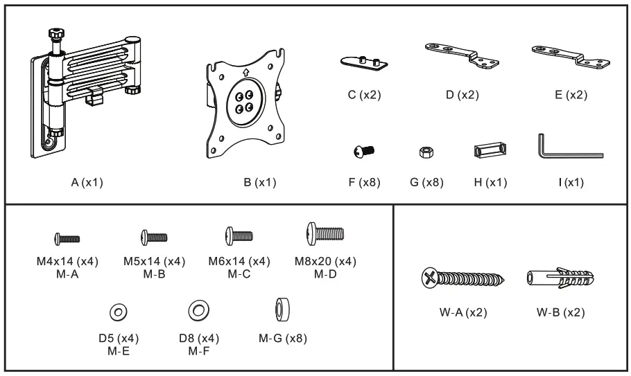 DELTACO ARM-0267 Lockable Wall Mount -