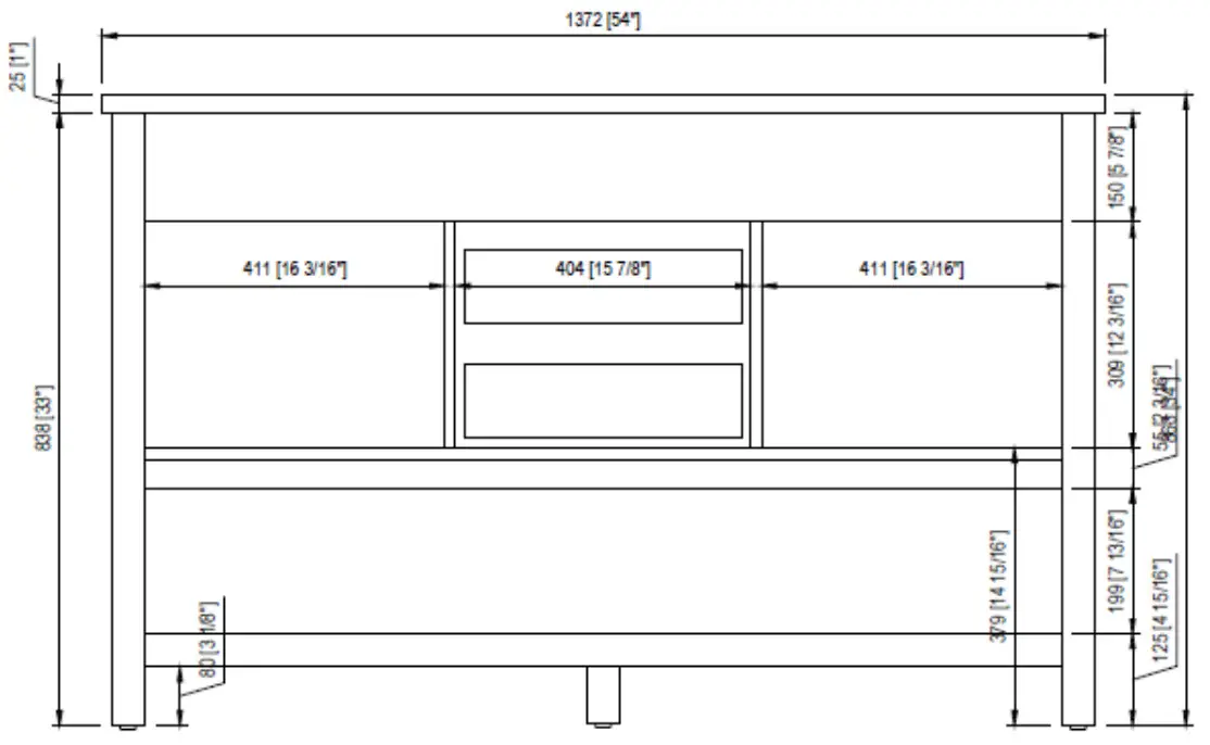 sudio Arlo 54 Inch Bathroom Vanity - BACK VIEW
