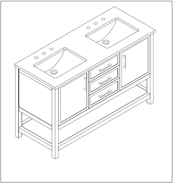 sudio Arlo 54 Inch Bathroom Vanity - Part List