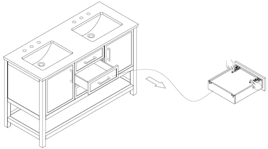 sudio Arlo 54 Inch Bathroom Vanity - the drawers
