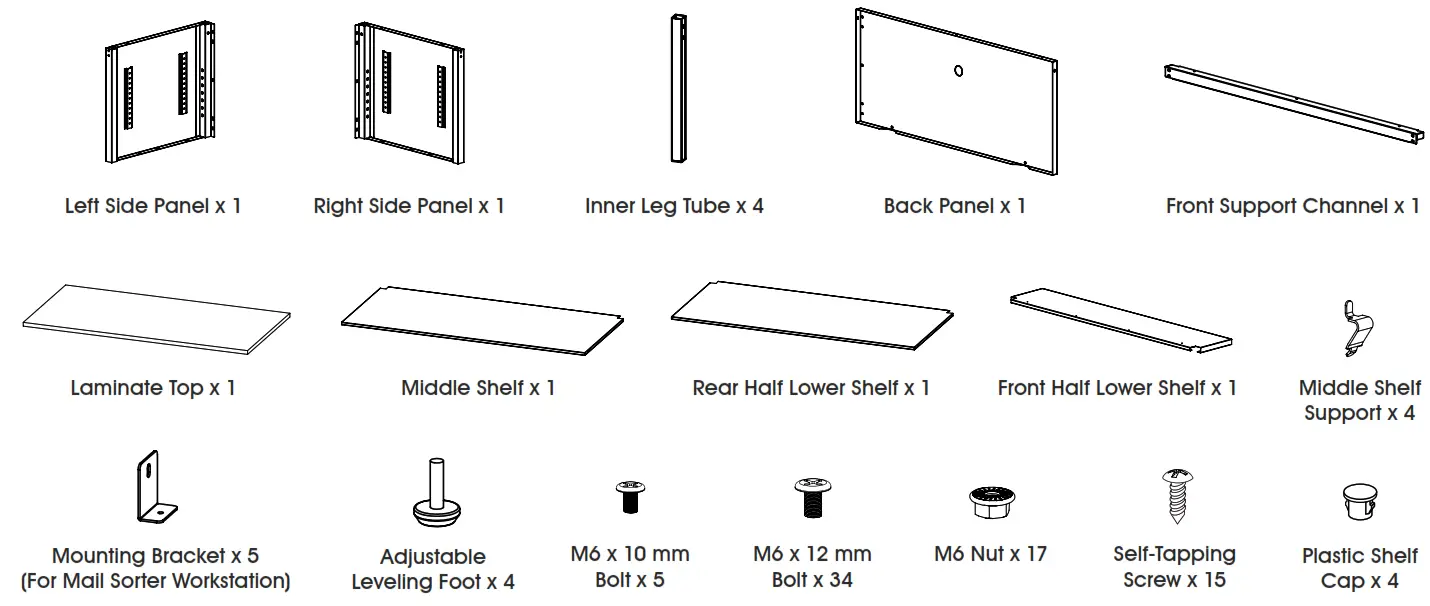 ULINE Mailroom Table - TABLE PARTS