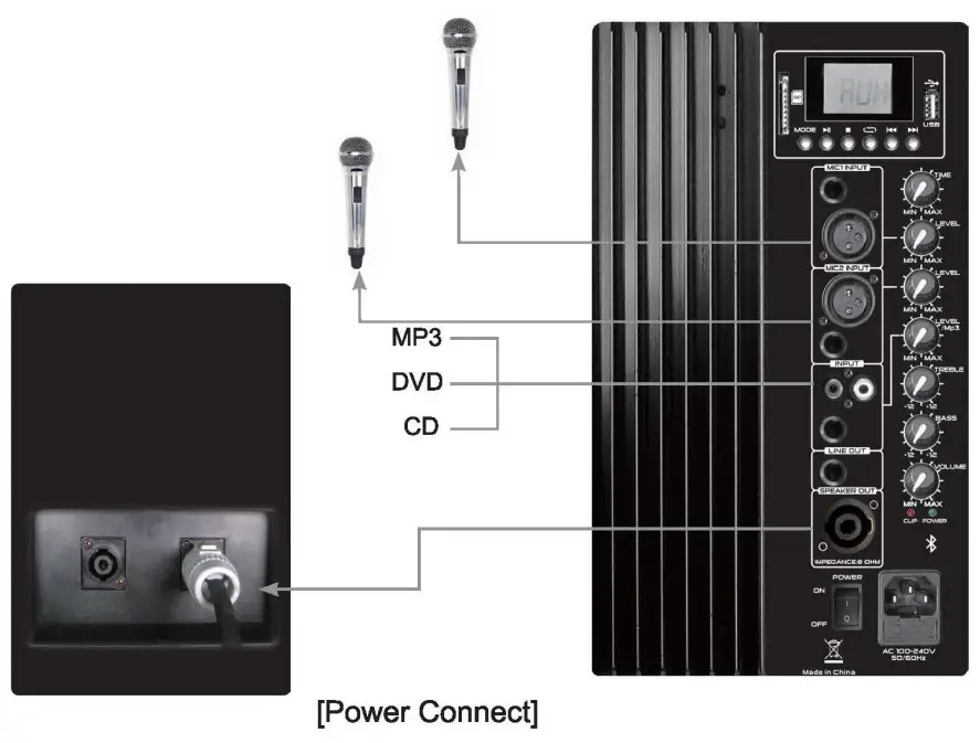 DIGITECH CS-2491 15” PA System with Two Wireless -power control