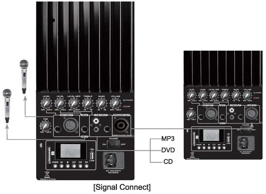 DIGITECH CS-2491 15” PA System with Two Wireless -signal connetc