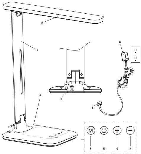 OttLite-CS33600C-Slimline-LED-Desk-Lamp-Instruction-FIG-1
