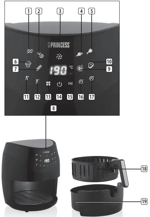 PRINCESS 01 181016 01 001 Digital Aerofryer - PARTS