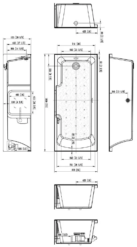 ella Alcove 32x72 Inches Laydown Acrylic Bathtub 2