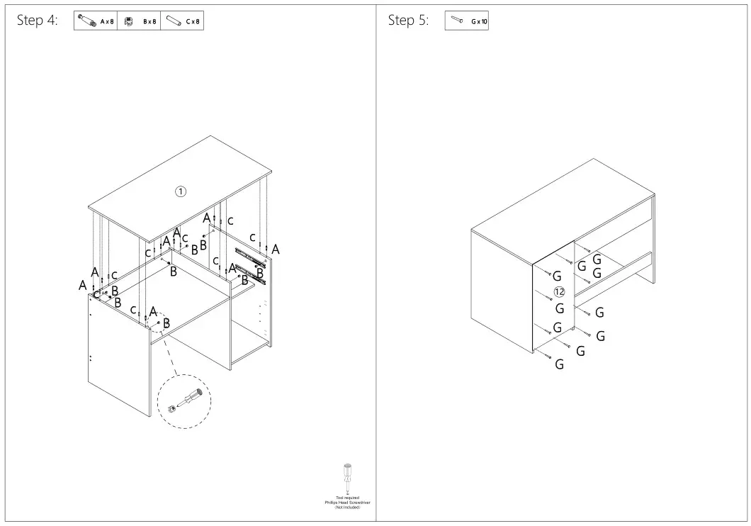 Kmart Desk with Storage 42942498 - Installation Steps 4 & 5