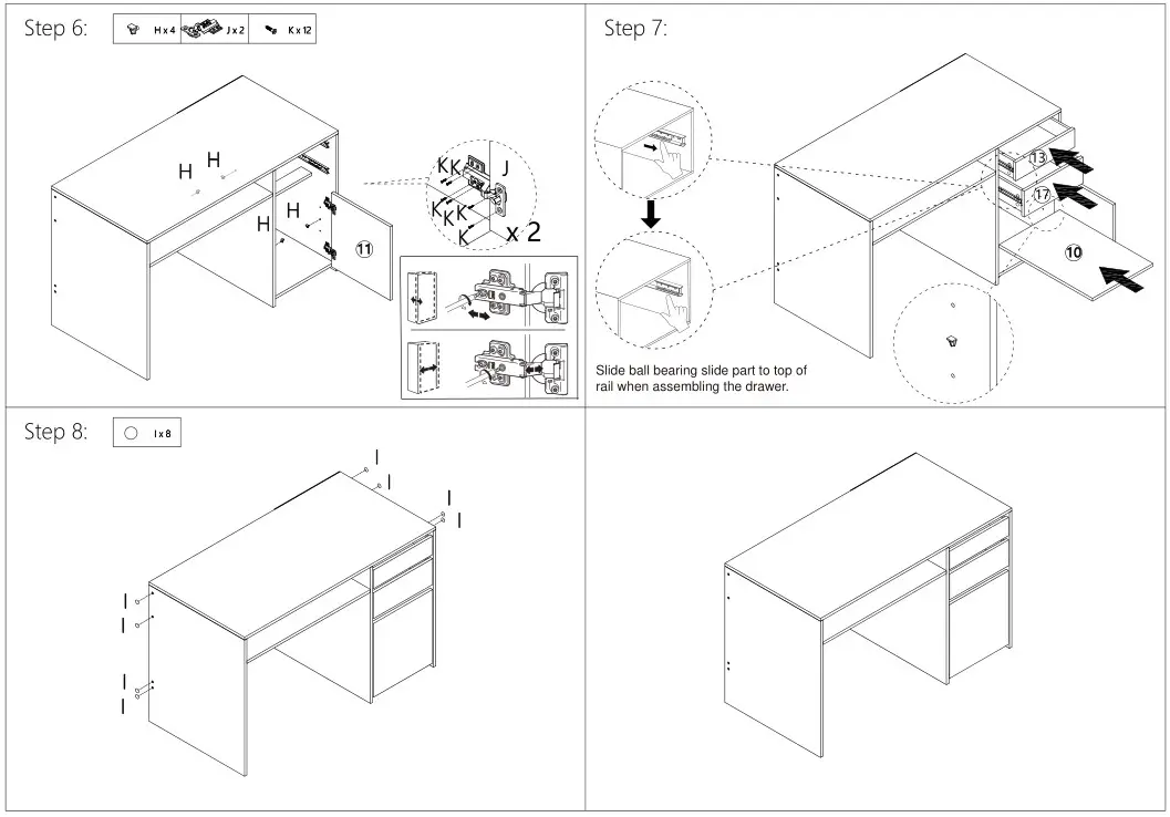 Kmart Desk with Storage 42942498 - Installation Steps 6, 7, 8