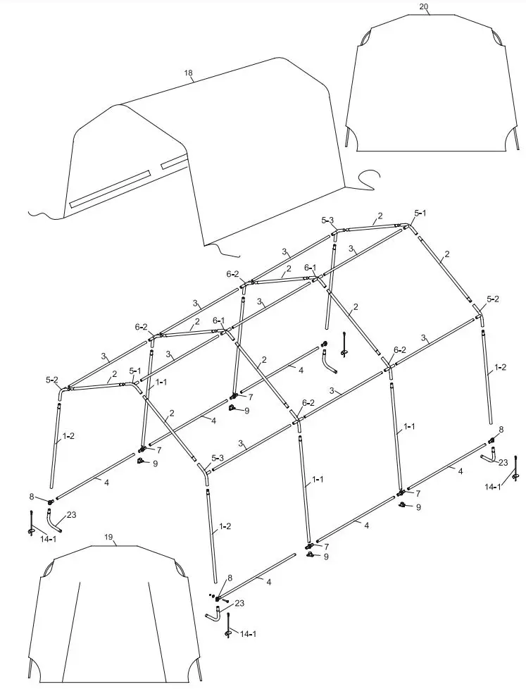 Harbor Freight COVER PRO 10FTx17FT Portable Garage 62860 Owner's Manual - Assembly Diagram