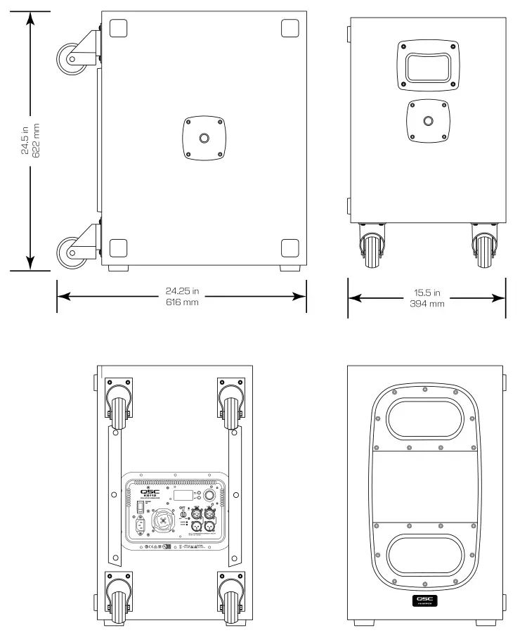 QSC KS212C - KS112 Dimensions