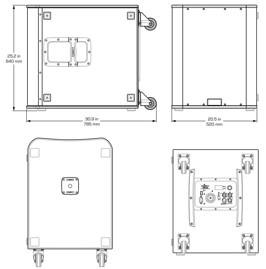 QSC KS212C - KS118 Dimensions