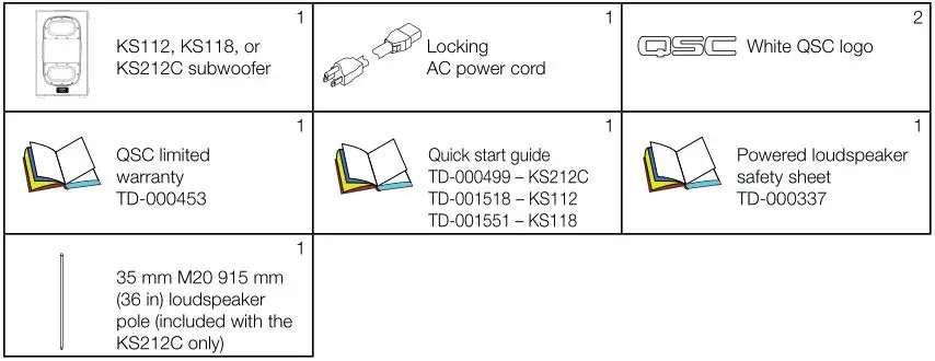 QSC KS212C - Package Contents