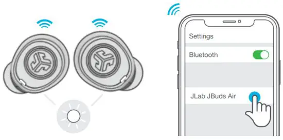 JLAB 1616106012 Jbuds Air Earbuds - CONNECTING TO BLUETOOTH