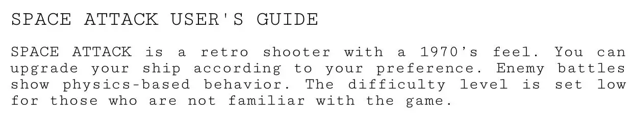 STEAM SPACE ATTACK Retro Shooter with 1970s Feel User Guide