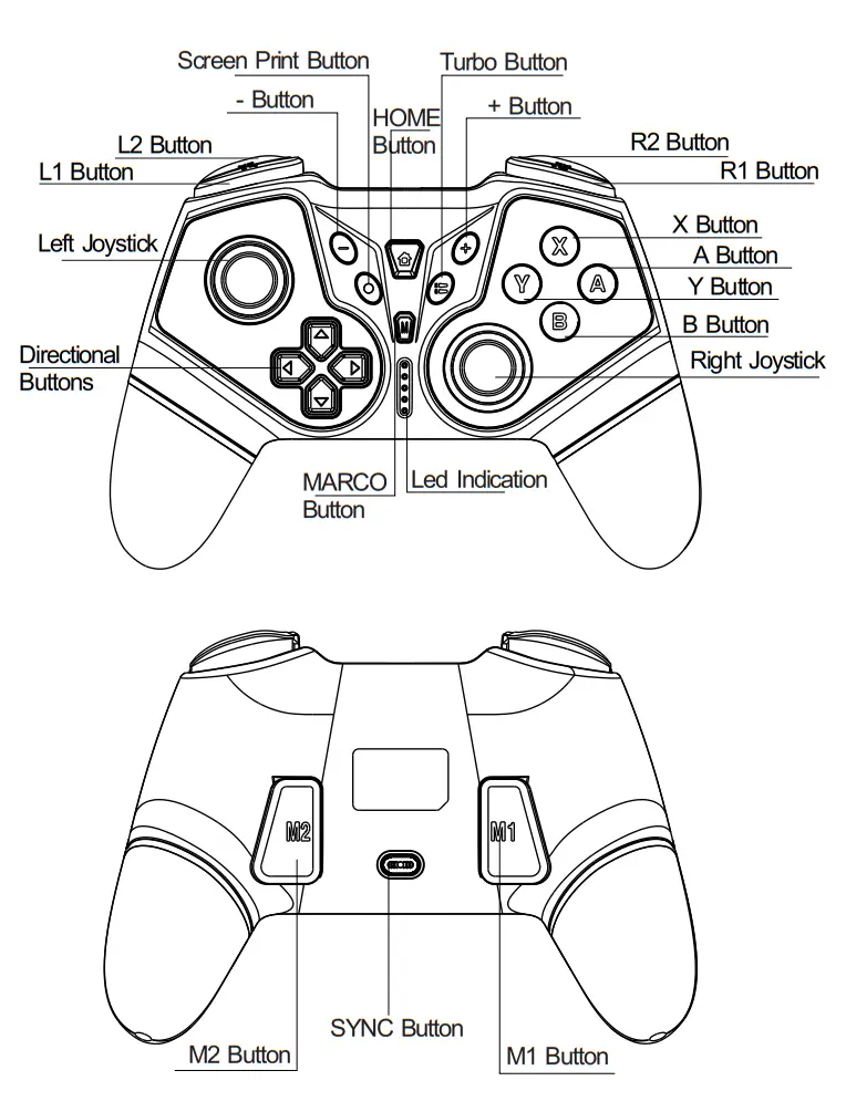 Saitake STK 7036 Wireless Gamepad for NS Console - Buttons Instruction