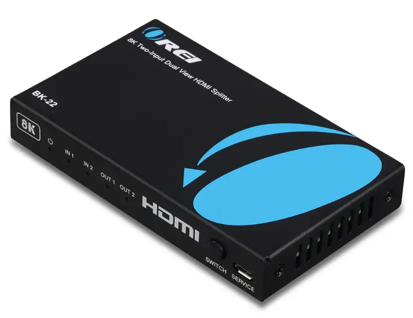 REI-BK-22 8K-Two-Input-Dual-View-HDMI-Splitter