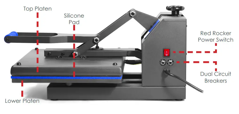 HPN Black Series 15x15 Inch High Pressure Heat Press Machine - SIDE View 2