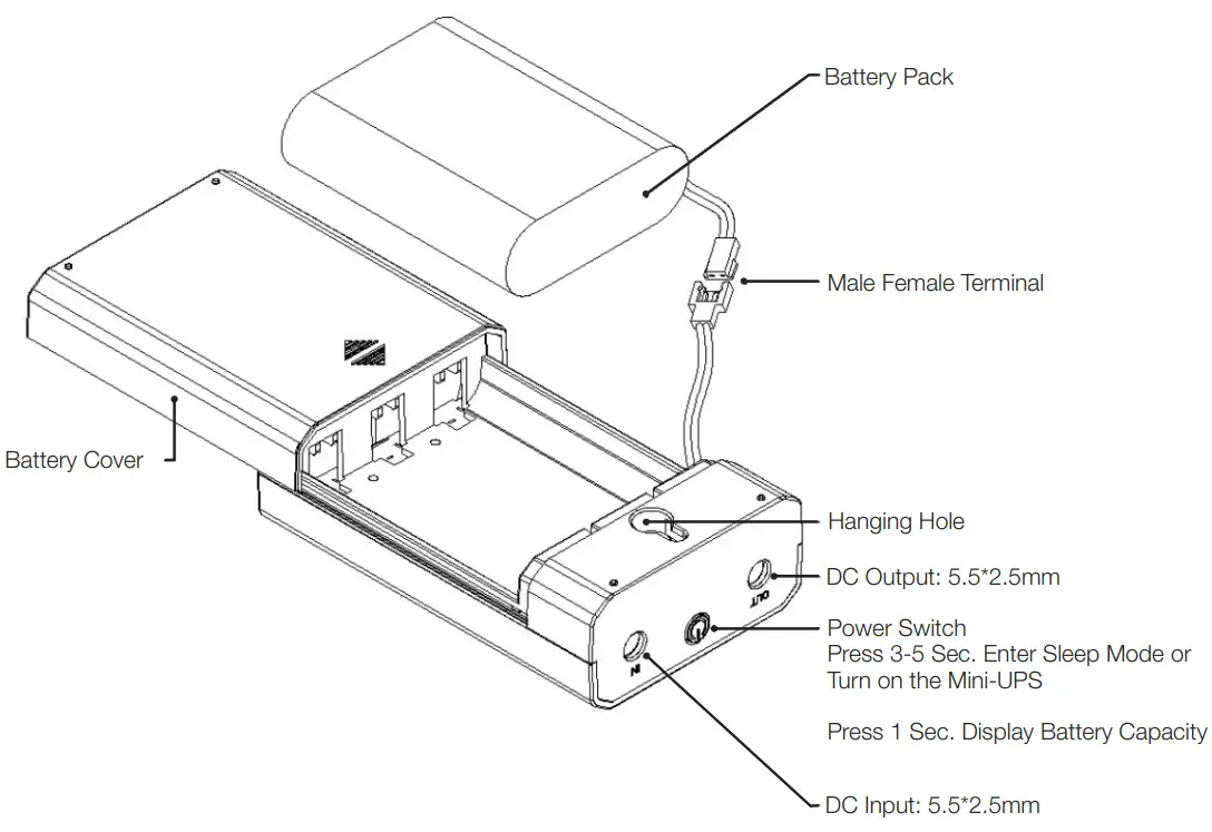 VISIONIS VIS-BB200 Mini UPS Battery Backup Device 12V 2 AMP - 2