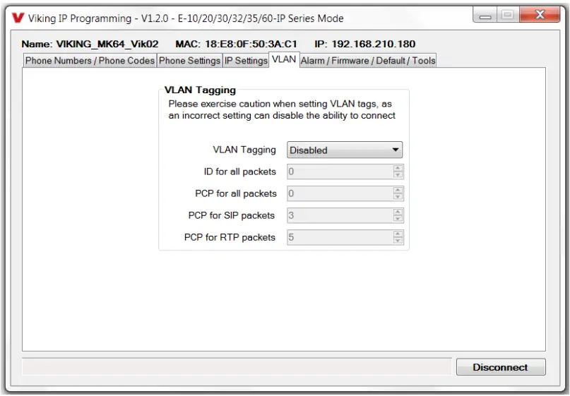 Configuring E-35-IP VLAN Settings