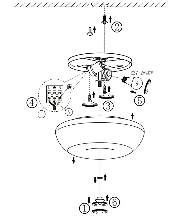 NOVA LIFE Ally Ceiling Light Bathroom IP44