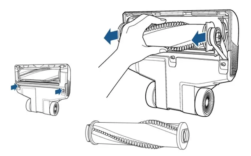 BISSELL Pet Hair Eraser Slim Cordless Vacuum Brush,Foot Area - Unhook the Brush from the Belt and lift Brush out