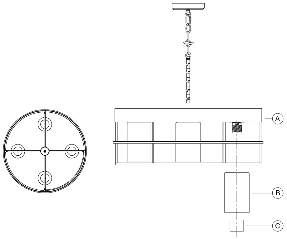 Progress P400311 Burgess 4 Light Matte Black Farmhouse Chandelier - Figure 1