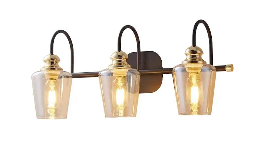 Exbrite Lwsvl1312bg 23-inch 3-light Matte Black And Gold Vintage Vanity Light Instruction Manual