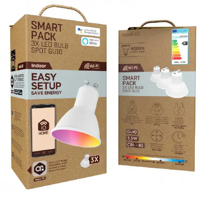 muvit iO GU10 Pack 3 LED Bulbs Spot-PRODUCT-IMAGE