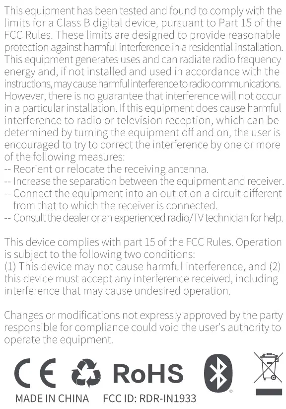 QCY TWS Bluetooth Earbuds QCY-T5 Pro - FCC Statement 1