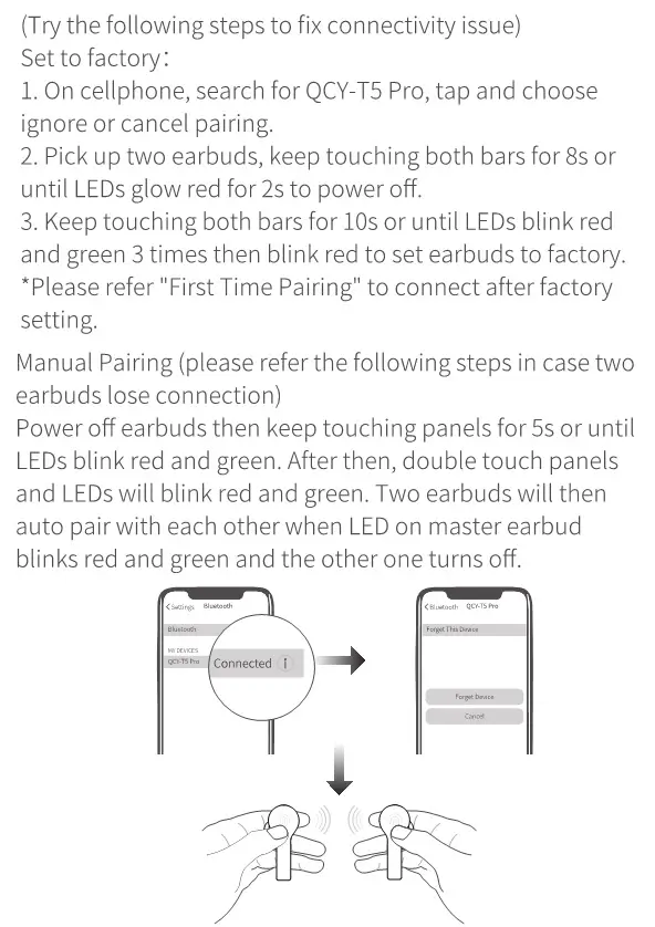 QCY TWS Bluetooth Earbuds QCY-T5 Pro - Factory Setting