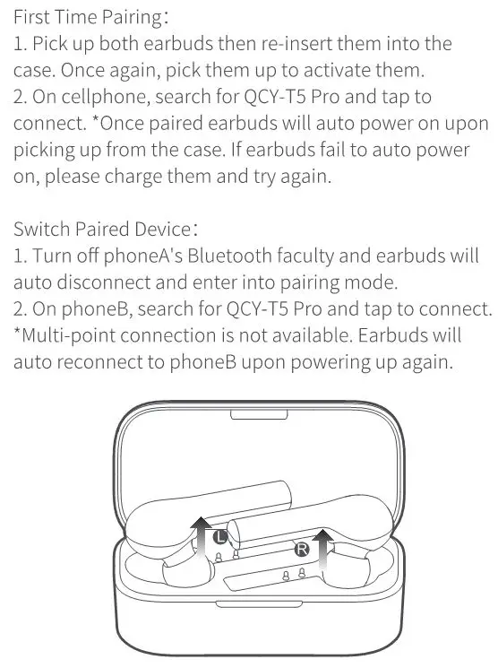 QCY TWS Bluetooth Earbuds QCY-T5 Pro - How to Pair