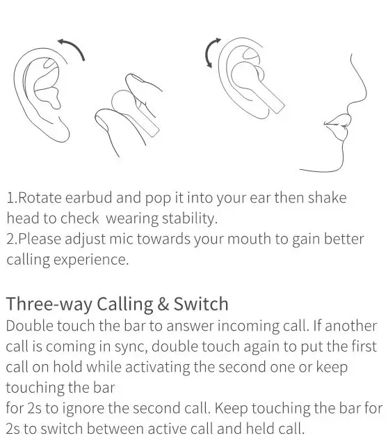 QCY TWS Bluetooth Earbuds QCY-T5 Pro - How to Wear