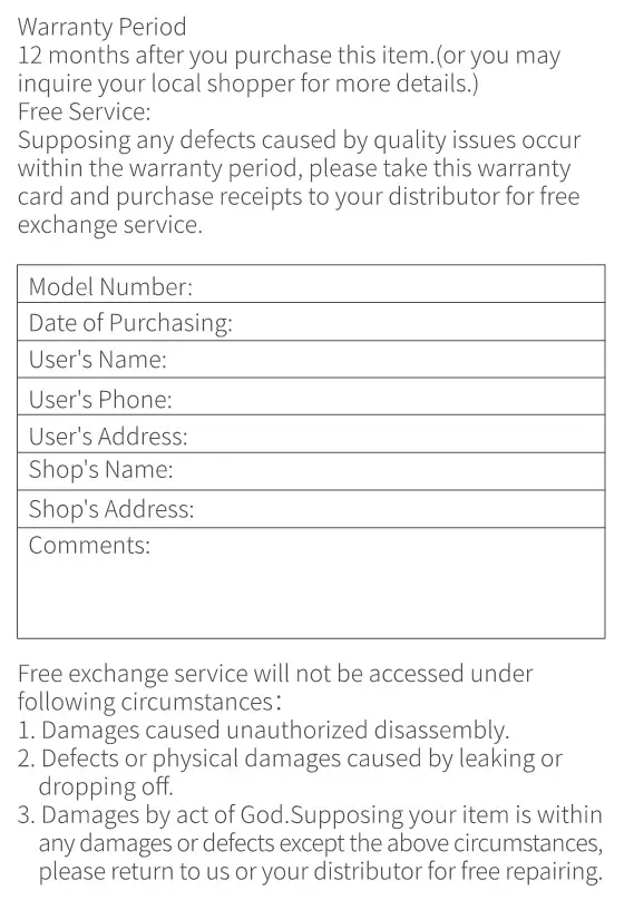 QCY TWS Bluetooth Earbuds QCY-T5 Pro - Warranty Card