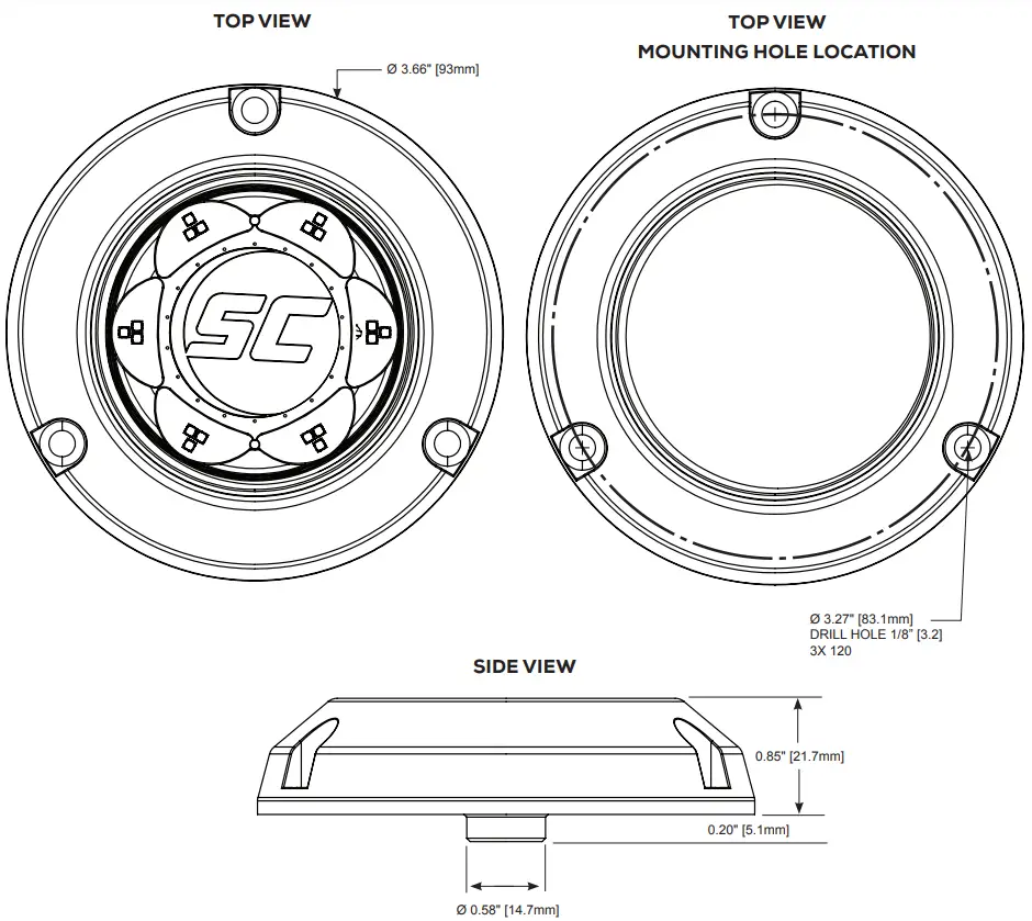 Shadow-Caster SC3-SM 3 Inch Series Surface Mount Underwater Light - fig 1