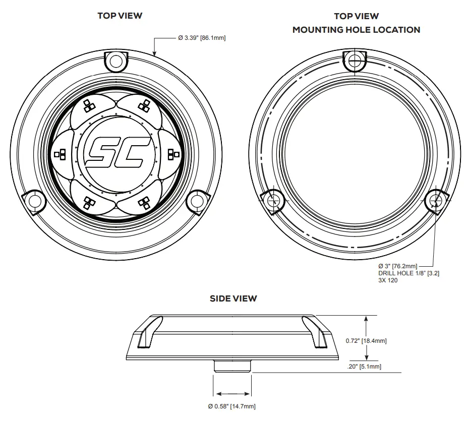 Shadow-Caster SC3-SM 3 Inch Series Surface Mount Underwater Light - fig 2