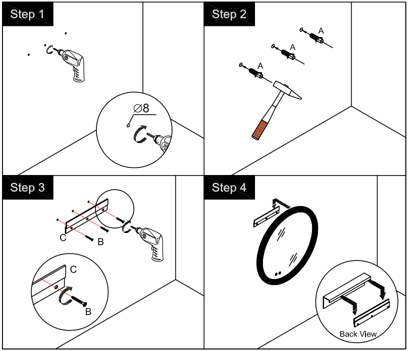 THE HOME DEPOT GMB0062424LED ARTCHIRLY Frameless Round Frameless Anti Fog LED Light Wall Bathroom Vanity Mirror - fig 5