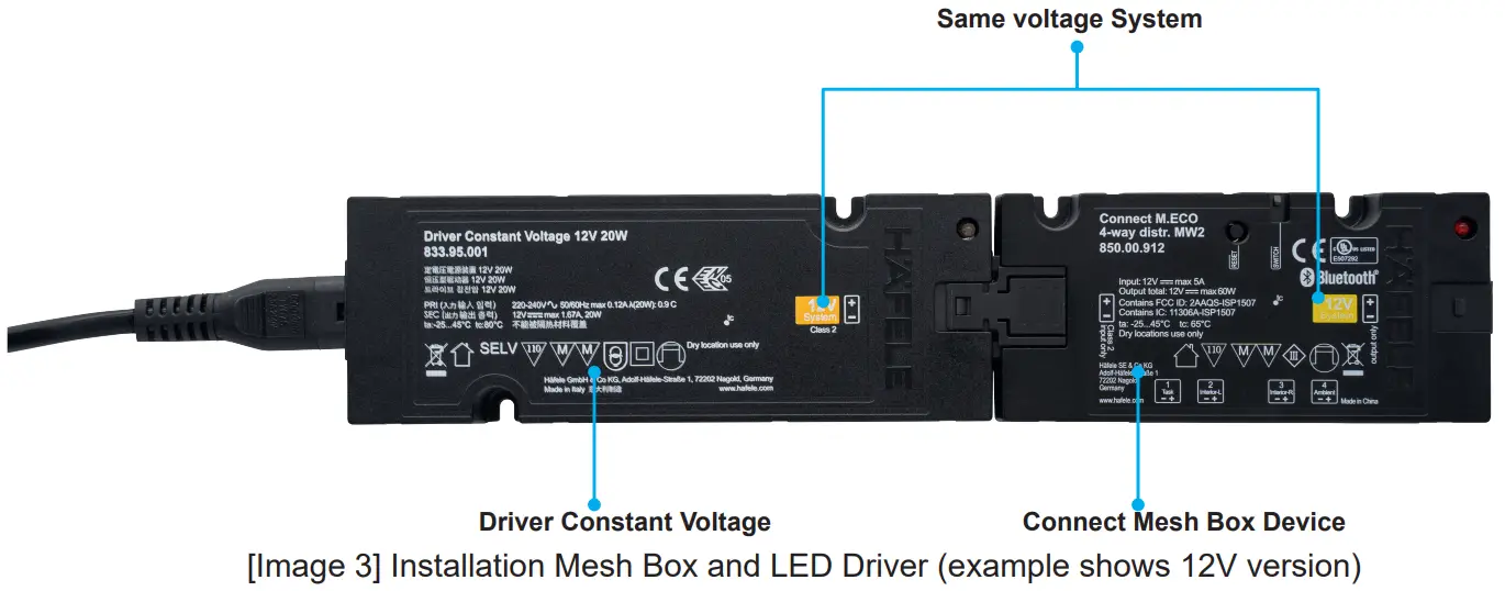 HAFELE Connect Mesh Eco Set Box RGB or Multiwhite and Remote Control - Installation Mesh Box