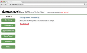 IOGEAR Wireless Configuration - MAC Finish button