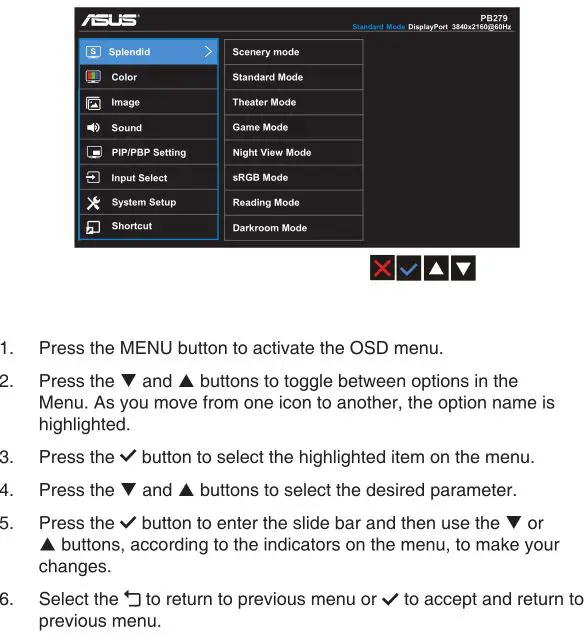 ASUS PB279 Series LCD Monitor - How to reconfigure