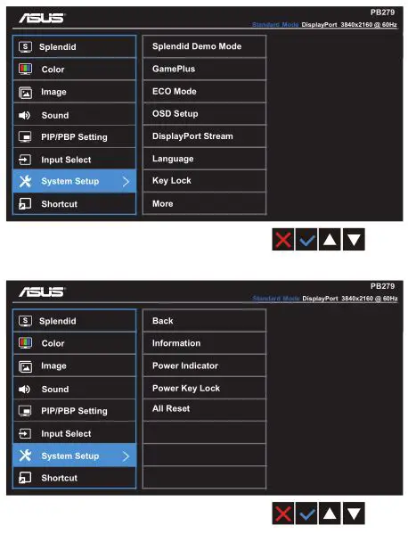 ASUS PB279 Series LCD Monitor - System Setup